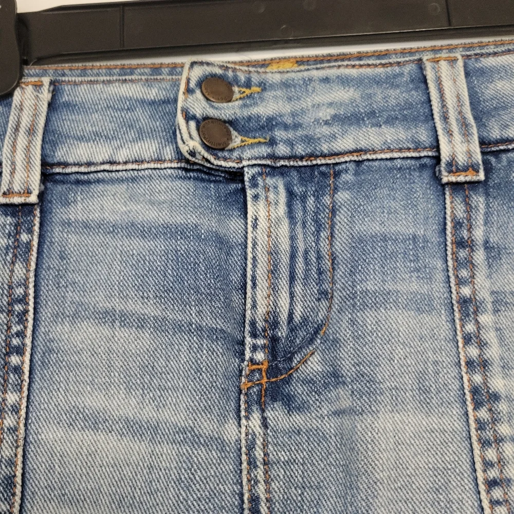RARE Vintage Y2K Blue Mid Wash Denim‎ Mini Micro Skirt Low Rise 30